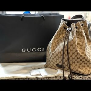 Gucci Canvas Drawstring Backpack